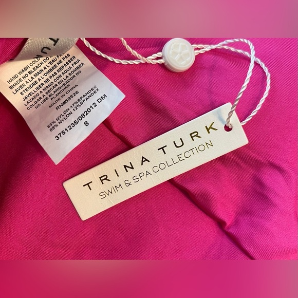 Trina Turk | Fan Faire Ruffle Plunge One Piece Swimsuit | Size 8 - Picture 6 of 6